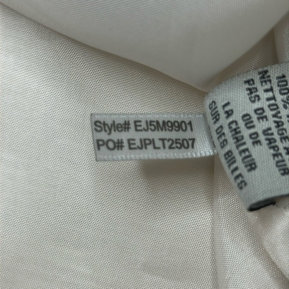 Eliza J Cream Metallic Textured Polka Dot Jeweled Neckline Cocktail Dress Size 8 - Picture 13 of 15